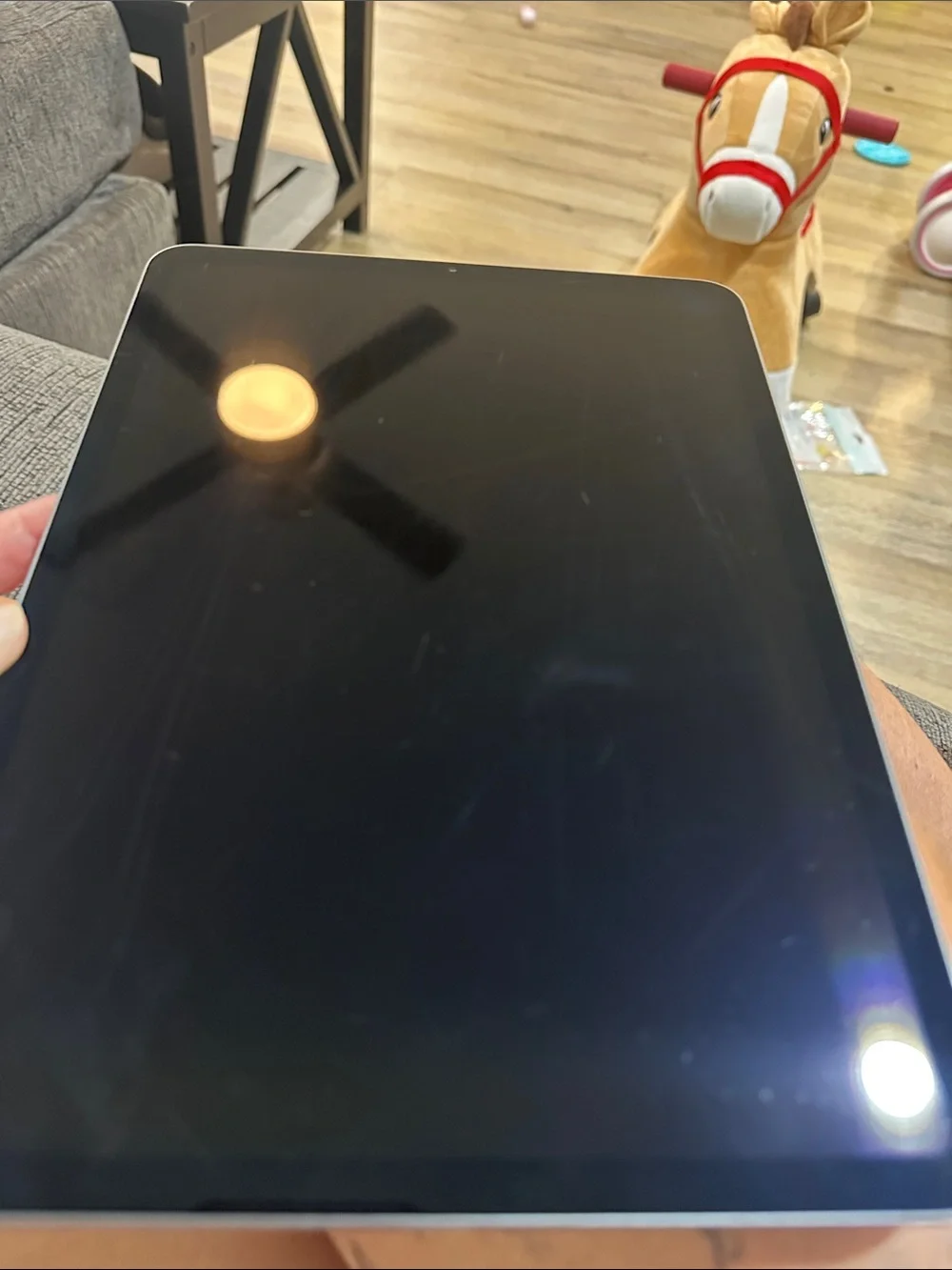 Apple tablet showing